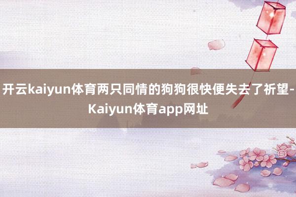 开云kaiyun体育两只同情的狗狗很快便失去了祈望-Kaiyun体育app网址