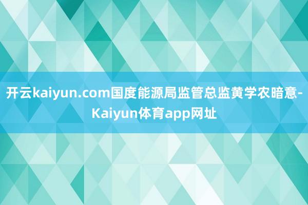 开云kaiyun.com国度能源局监管总监黄学农暗意-Kaiyun体育app网址