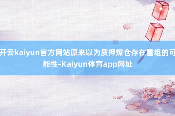 开云kaiyun官方网站原来以为质押爆仓存在重组的可能性-Kaiyun体育app网址