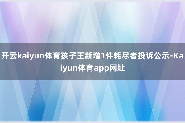 开云kaiyun体育孩子王新增1件耗尽者投诉公示-Kaiyun体育app网址