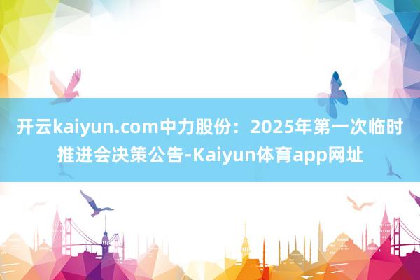 开云kaiyun.com中力股份：2025年第一次临时推进会决策公告-Kaiyun体育app网址